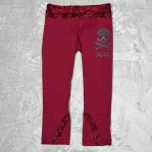 Lululemon x SoulCycle High Rise Skull Crop Leggings Red Snake Print Size‎ 6